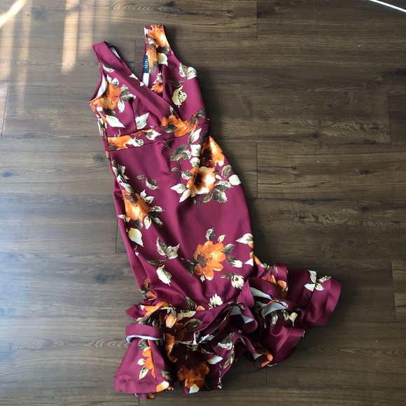 AKIRA Dresses & Skirts - AKIRA Ruffle Trim Floral Maxi Dress